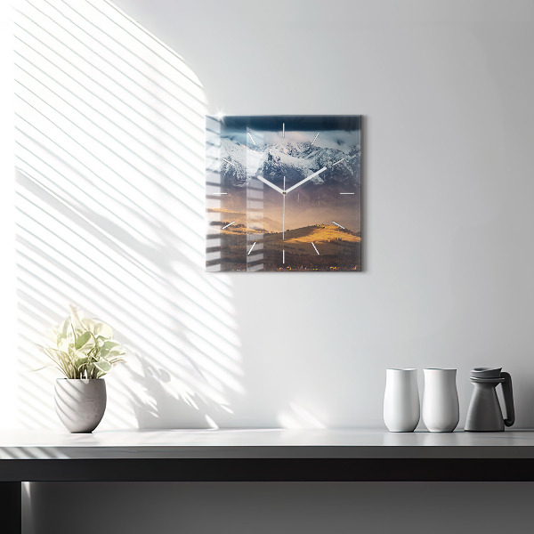 Square glass wall clock Winter landscape of the Tatra Mountains
