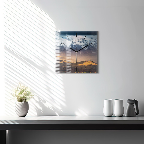 Square glass wall clock Winter landscape of the Tatra Mountains