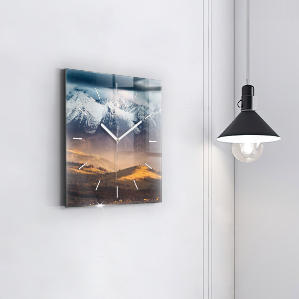 Square glass wall clock Winter landscape of the Tatra Mountains