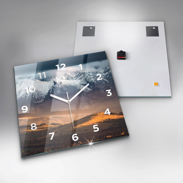 Square glass wall clock Winter landscape of the Tatra Mountains