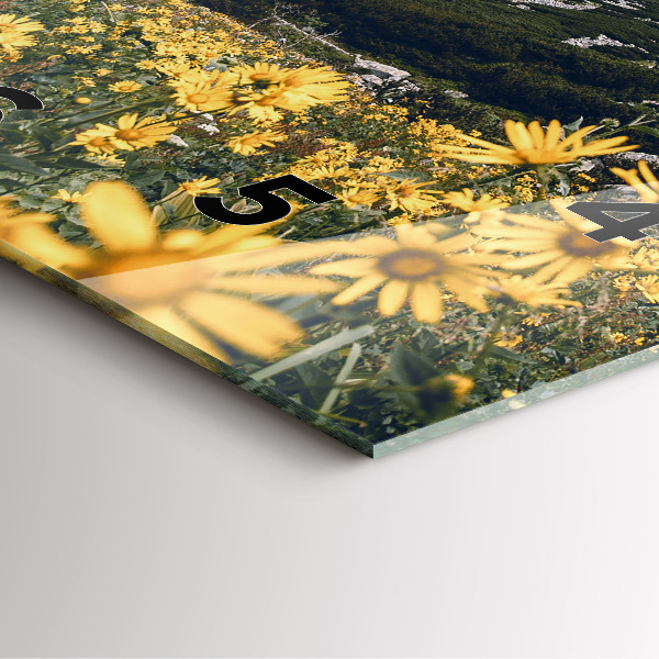 Square glass wall clock Meadow flowers in the mountains
