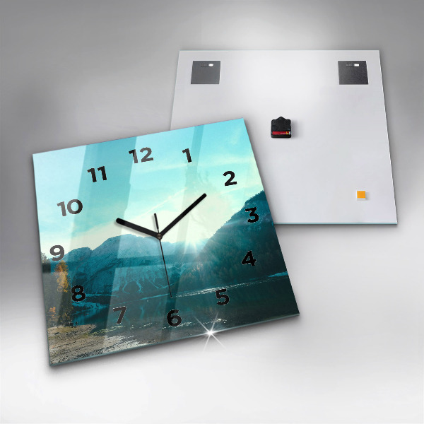 Square glass wall clock Mountain and river in Poland