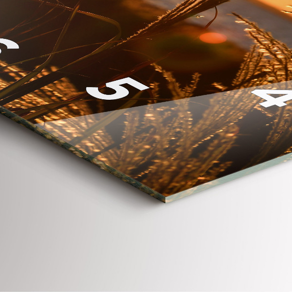 Square glass wall clock Wheat in the golden sun