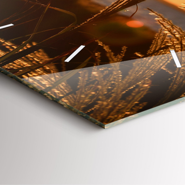 Square glass wall clock Wheat in the golden sun