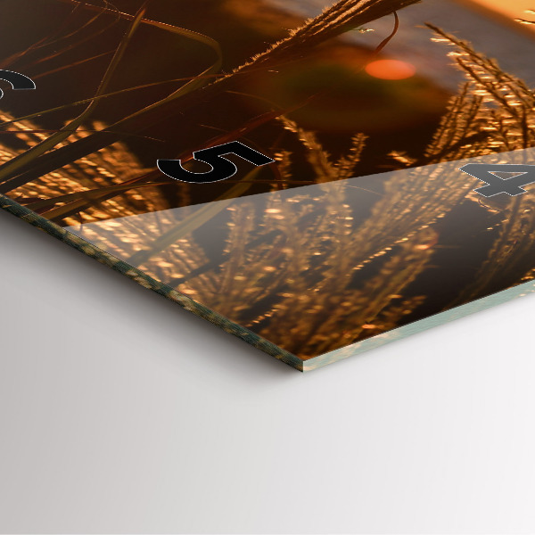 Square glass wall clock Wheat in the golden sun