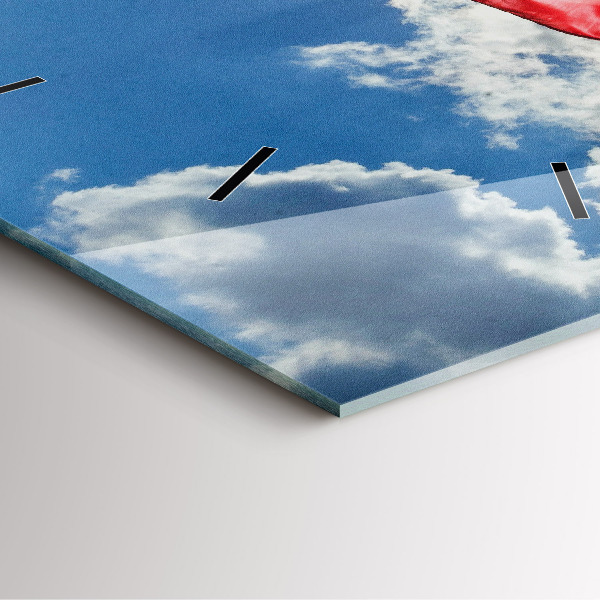 Square glass wall clock The Polish flag against the sky