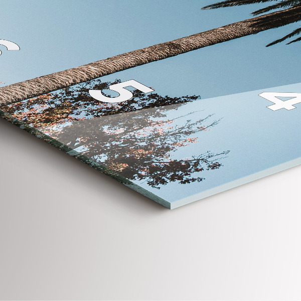 Square glass wall clock Palm trees in Los Angeles