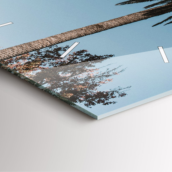 Square glass wall clock Palm trees in Los Angeles