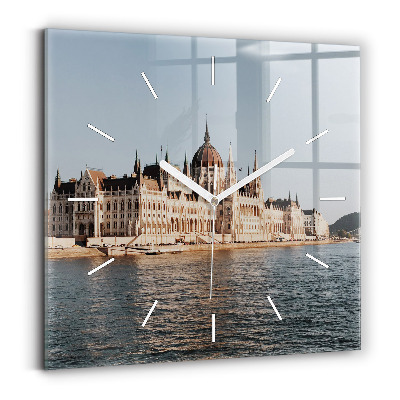 Square glass wall clock Parliament in Budapest