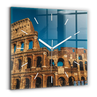 Square glass wall clock The Colosseum in Italy
