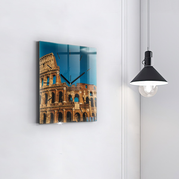 Square glass wall clock The Colosseum in Italy