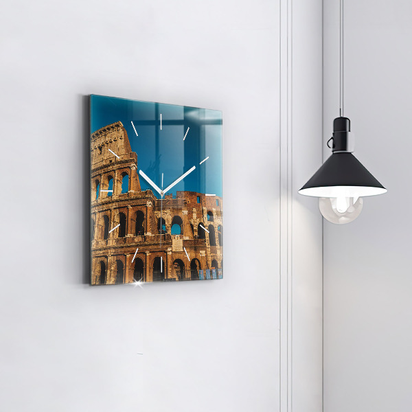 Square glass wall clock The Colosseum in Italy