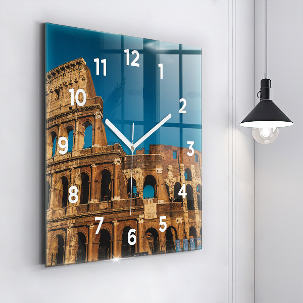 Square glass wall clock The Colosseum in Italy