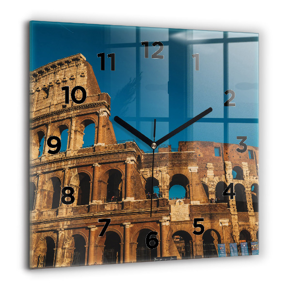 Square glass wall clock The Colosseum in Italy