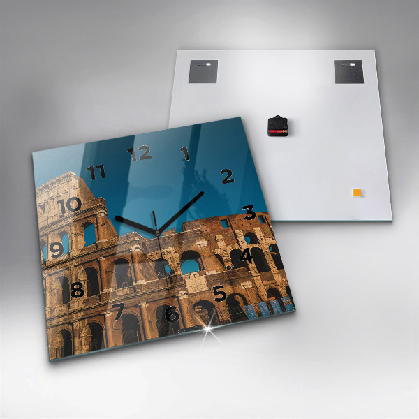 Square glass wall clock The Colosseum in Italy