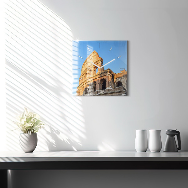 Square glass wall clock Colosseum in Rome