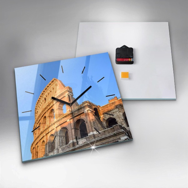 Square glass wall clock Colosseum in Rome