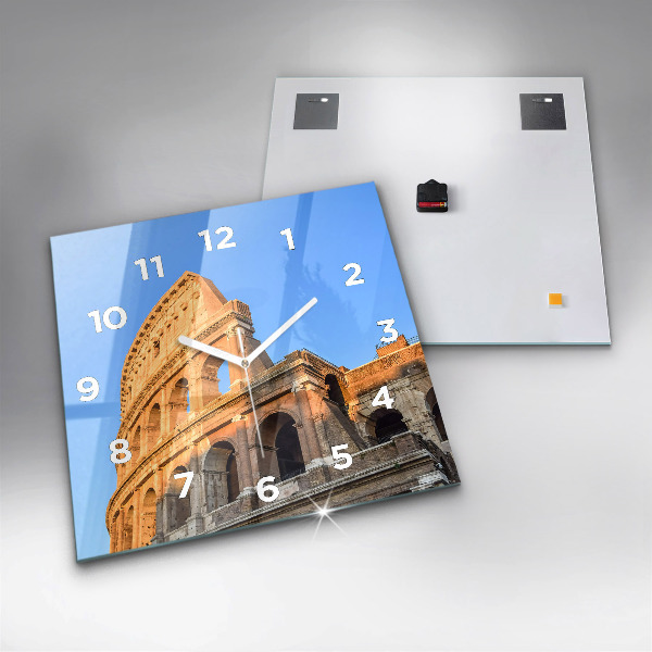 Square glass wall clock Colosseum in Rome
