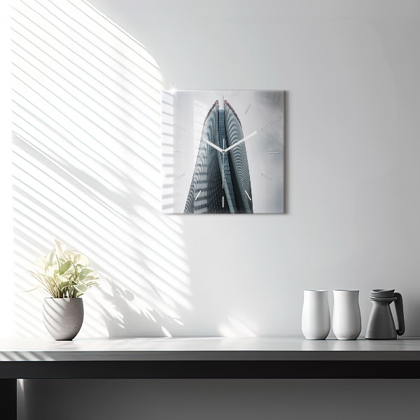 Square glass wall clock Skyscraper in Milan