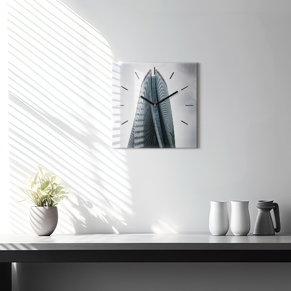 Square glass wall clock Skyscraper in Milan