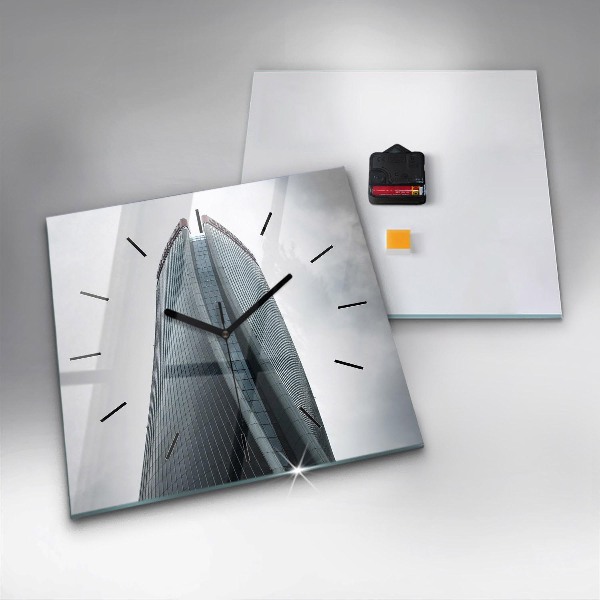 Square glass wall clock Skyscraper in Milan