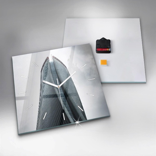 Square glass wall clock Skyscraper in Milan