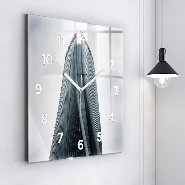 Square glass wall clock Skyscraper in Milan