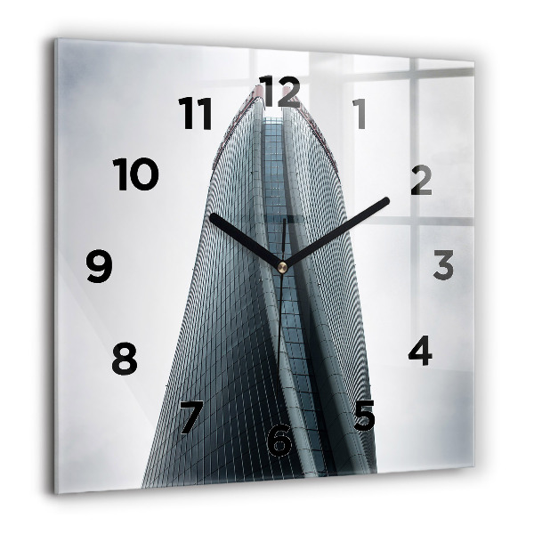 Square glass wall clock Skyscraper in Milan