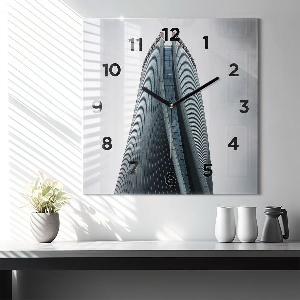Square glass wall clock Skyscraper in Milan