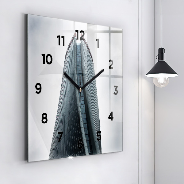 Square glass wall clock Skyscraper in Milan