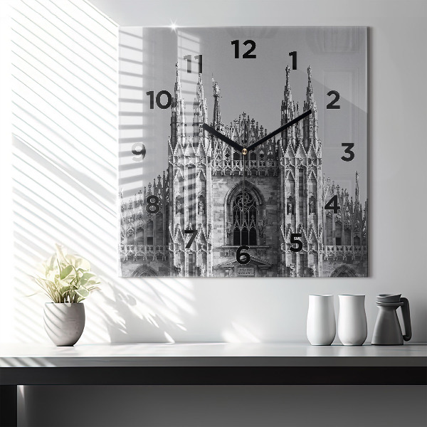 Square glass wall clock Milan Cathedral
