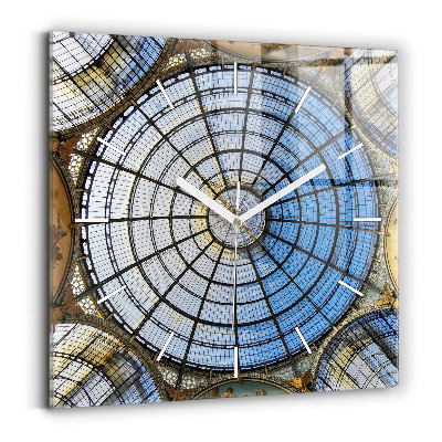 Square glass wall clock Shopping mall in Milan