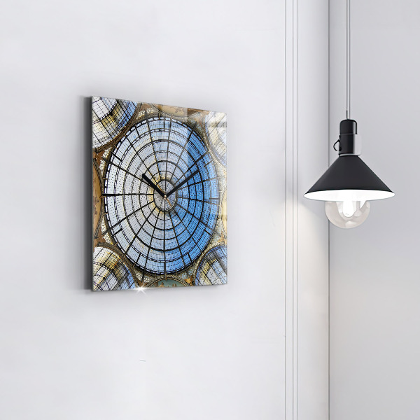 Square glass wall clock Shopping mall in Milan