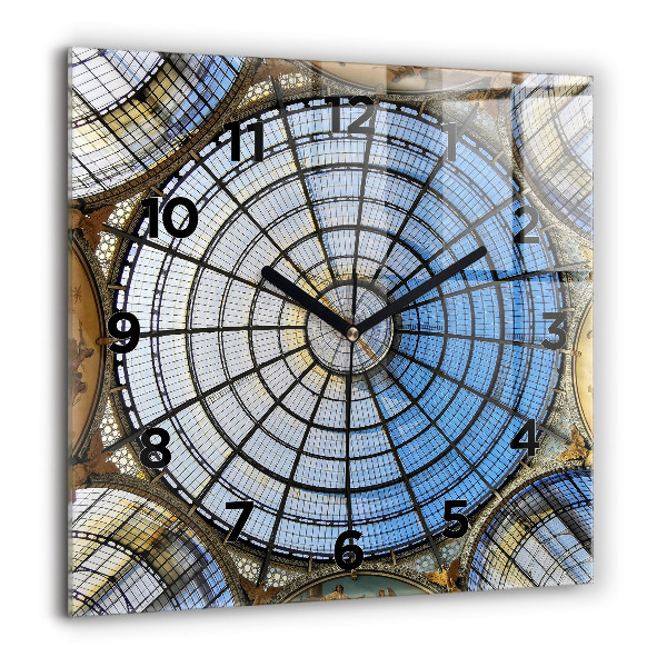 Square glass wall clock Shopping mall in Milan