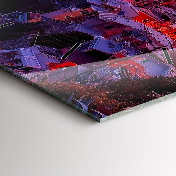 Square glass wall clock Houses near the Lake