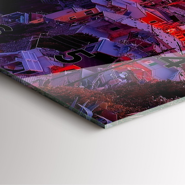 Square glass wall clock Houses near the Lake