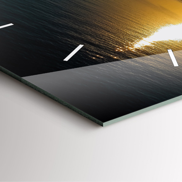 Square glass wall clock Sunrise landscape