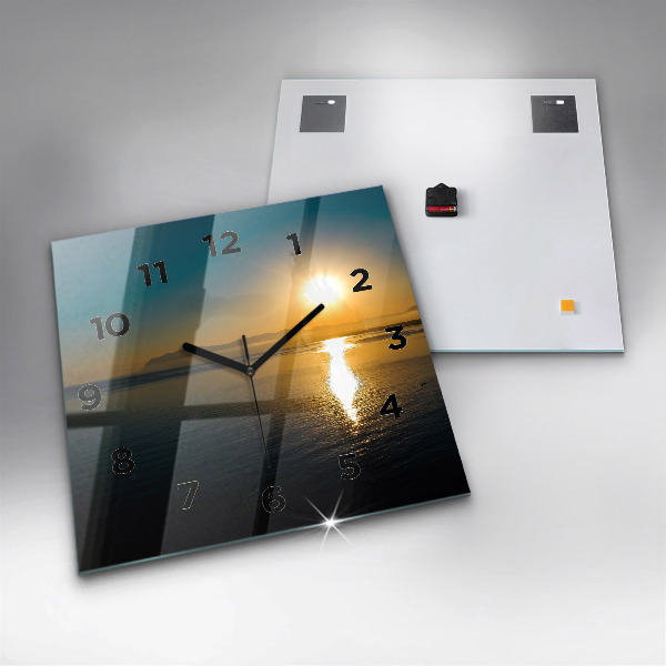 Square glass wall clock Sunrise landscape