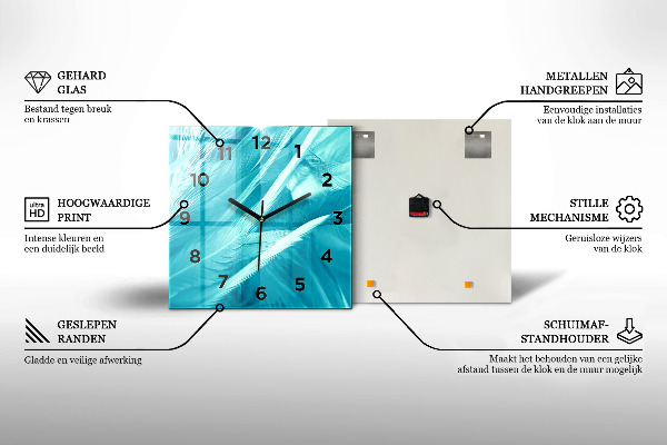 Square glass wall clock View of the canal in the city