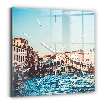 Square glass wall clock Rialto Bridge in Venice