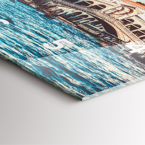 Square glass wall clock Rialto Bridge in Venice