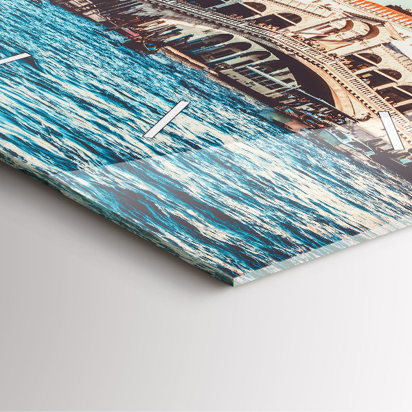 Square glass wall clock Rialto Bridge in Venice