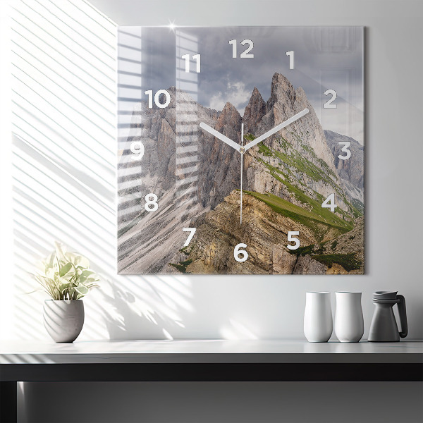 Square glass wall clock Rocky Mountains