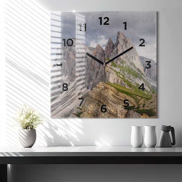Square glass wall clock Rocky Mountains