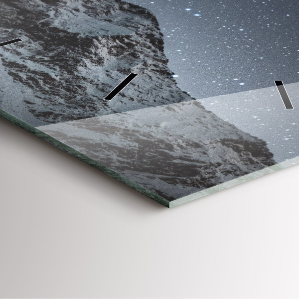 Square glass wall clock Mountain under the stars