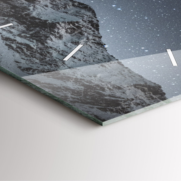 Square glass wall clock Mountain under the stars