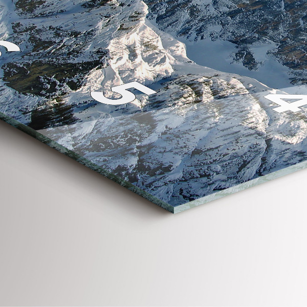 Square glass wall clock Mountains under blue sky