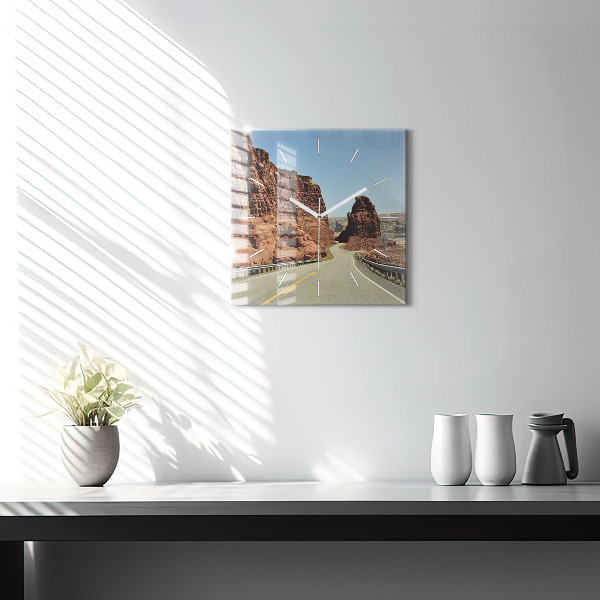 Square glass wall clock Route 66 in the US