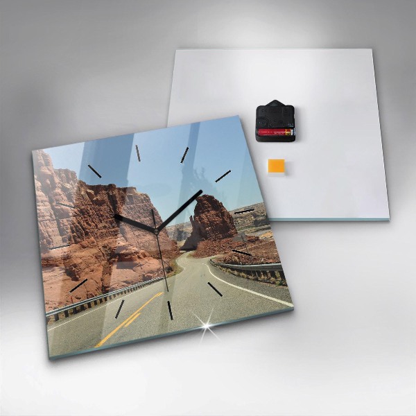 Square glass wall clock Route 66 in the US