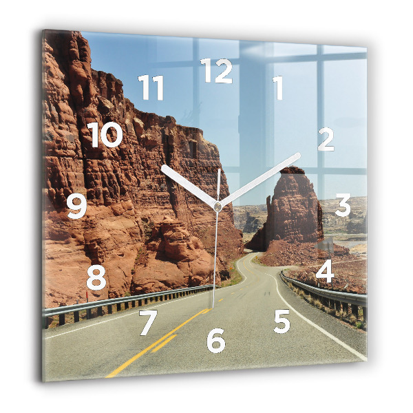 Square glass wall clock Route 66 in the US